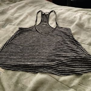 Black white strip top and soft pants leggings.